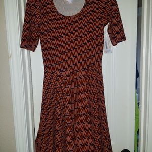 Bright orange and Navy dress